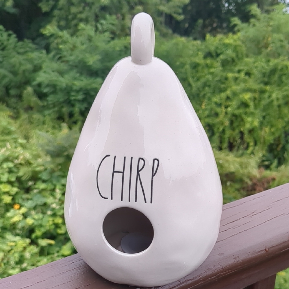 Rae Dunn by Magenta, LL Chirp Birdhouse Teardrop Shaped, Bird Icon on Back